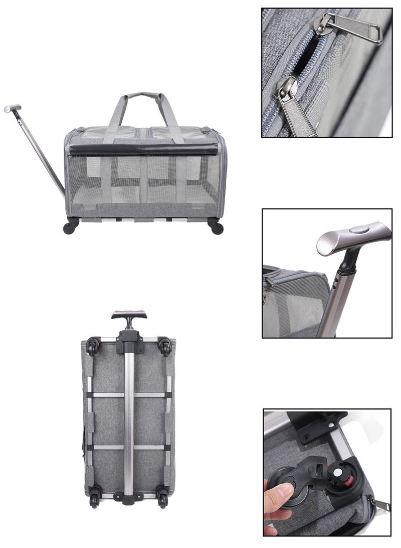 كيدل مزدوجة الكلب صندوق مجموعة مع حمل حقيبة محمولة 2-في-1 مزدوجة القطة ناقل حقيبة عربات الحيوانات الأليفة ل2 القطط / الكلاب / الأرانب مثالية للسفر المشي التخييم - Image 2