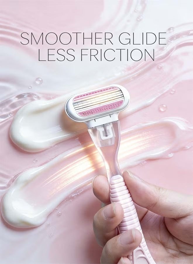 Women's Shaving Set, 1 Handle with 4 Refills, Multi-blade Refillable Shaving Razor for Legs Underarms Bikini Line, Comfortable Grip Razor for Women - Image 4