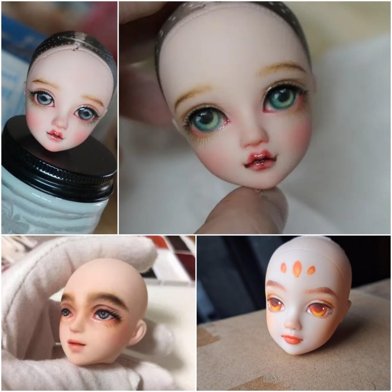 DoubleWood 10pcs 1/6 Doll Head Soft Plastic Toy Doll Repainting Practice Makeup White Double-fold Eyelid DIY Heads for BJD Make Up - Image 3