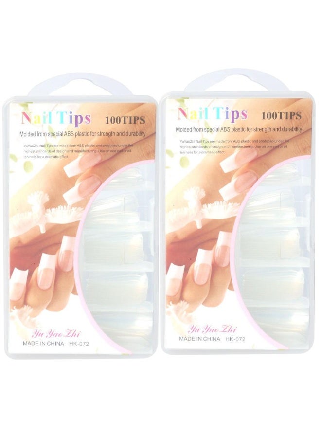 False Nail Tips - 100 Pack Clear Nails Strong (2Pc)