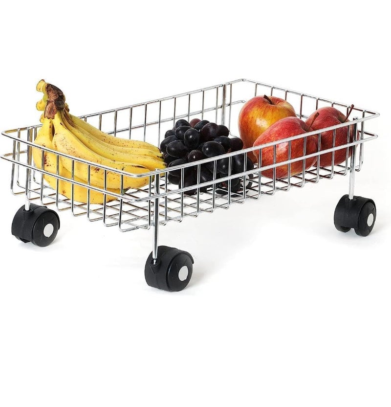 Cheet enterprise Stainless Steel Vegetable Stand with 4 Wheel for Kitchen Fruit Onion Garlic Stand Vegetable Storage Stand Trolley with Wheels for Kitchen 1 Piece Size 4 X 9 X 6 INCH