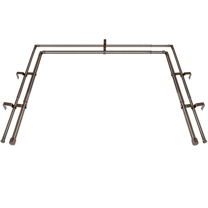 1 INCH HEAVY DUTY DOUBLE BAY WINDOW CURTAIN RODS3672 INCH CENTER ROD FOR WINDOW 24 TO 68 INCH 2036 INCH SIDE RODS FOR WINDOWS 1632 INCH ANTIQUE BRONZE END CAP FINIALS