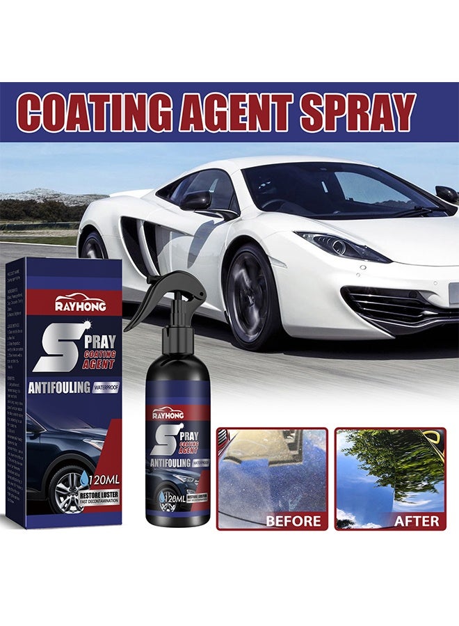 RAYHONG Spray Coating Agent Antifouling Waterproof - High Protection Nano coating, anti-fouling, Enhanced gloss, 3 in 1 High Protection Quick Automotive Coating spray, towels and sponges (120ML) - Image 1