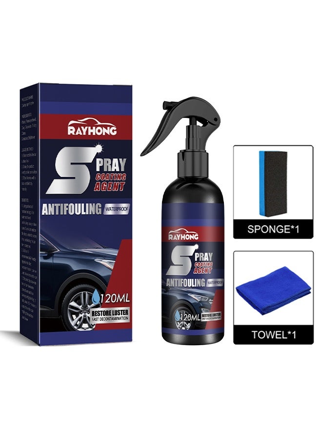 RAYHONG Spray Coating Agent Antifouling Waterproof - High Protection Nano coating, anti-fouling, Enhanced gloss, 3 in 1 High Protection Quick Automotive Coating spray, towels and sponges (120ML) - Image 2