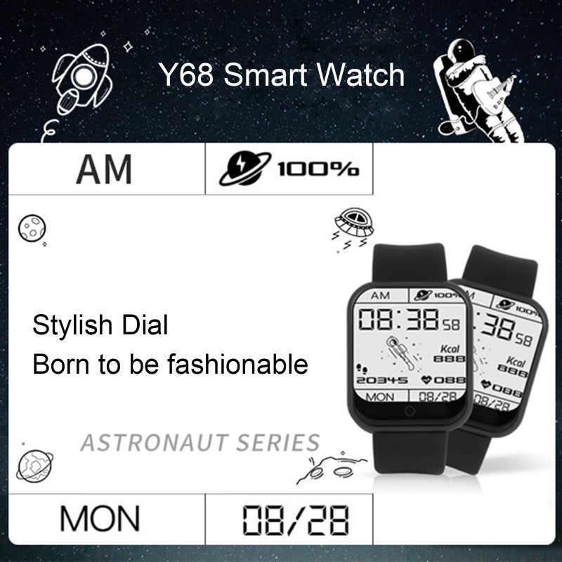 Y68 Smart Sports Bracelet 1.44-Inch IPS Single-Touch Screen BT4.0 USB Intelligent Quick Charge Fitness Tracker Multiple Sports Mode Sleep/Heart Rate/Blood Pressure Monitor IP67 Waterproof Notification/Call/Sedentary Reminder Remote Camera/Music Control Compatible with Android iOS - Image 3