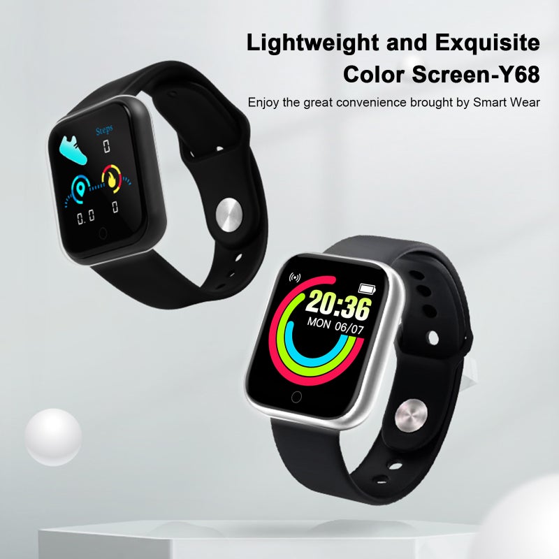 Y68 Smart Sports Bracelet 1.44-Inch IPS Single-Touch Screen BT4.0 USB Intelligent Quick Charge Fitness Tracker Multiple Sports Mode Sleep/Heart Rate/Blood Pressure Monitor IP67 Waterproof Notification/Call/Sedentary Reminder Remote Camera/Music Control Compatible with Android iOS - Image 4