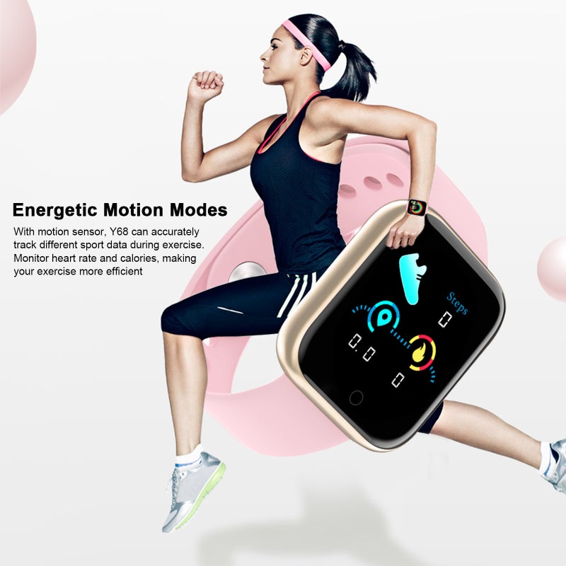 Y68 Smart Sports Bracelet 1.44-Inch IPS Single-Touch Screen BT4.0 USB Intelligent Quick Charge Fitness Tracker Multiple Sports Mode Sleep/Heart Rate/Blood Pressure Monitor IP67 Waterproof Notification/Call/Sedentary Reminder Remote Camera/Music Control Compatible with Android iOS - Image 5