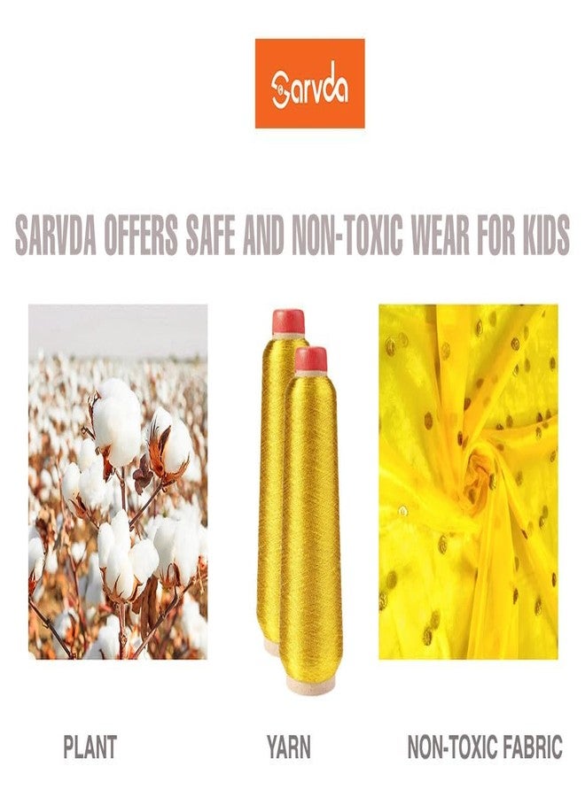 Sarvda Brocade Shree Krishna Dress For Baby Boy & Radha Dress For Girls | Janamashtami Dress | Fancy Dress Costume With Accessories Dhoti, Dupatta, Mukut Flute Complete Set, Ethnic Wear - Image 5