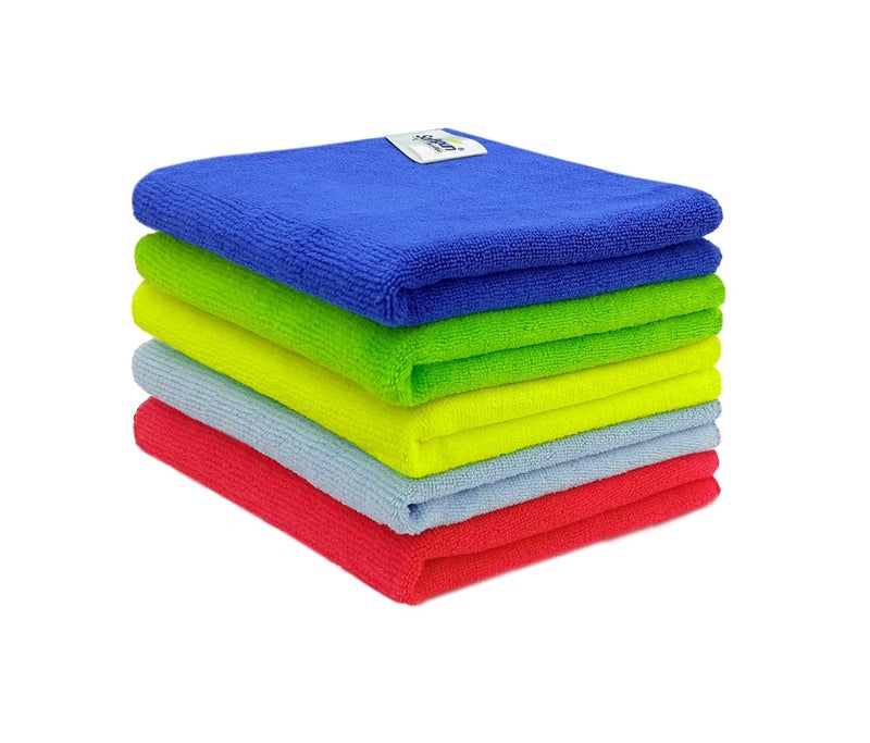 SOFTSPUN Microfiber Cloth - 5 pcs 40x40 cms 340 GSM Multicolor! Thick Lint & StreakFree Multipurpose Cloths Automotive Microfibre Towels for Car Bike Cleaning Polishing Washing & Detailing - Image 1