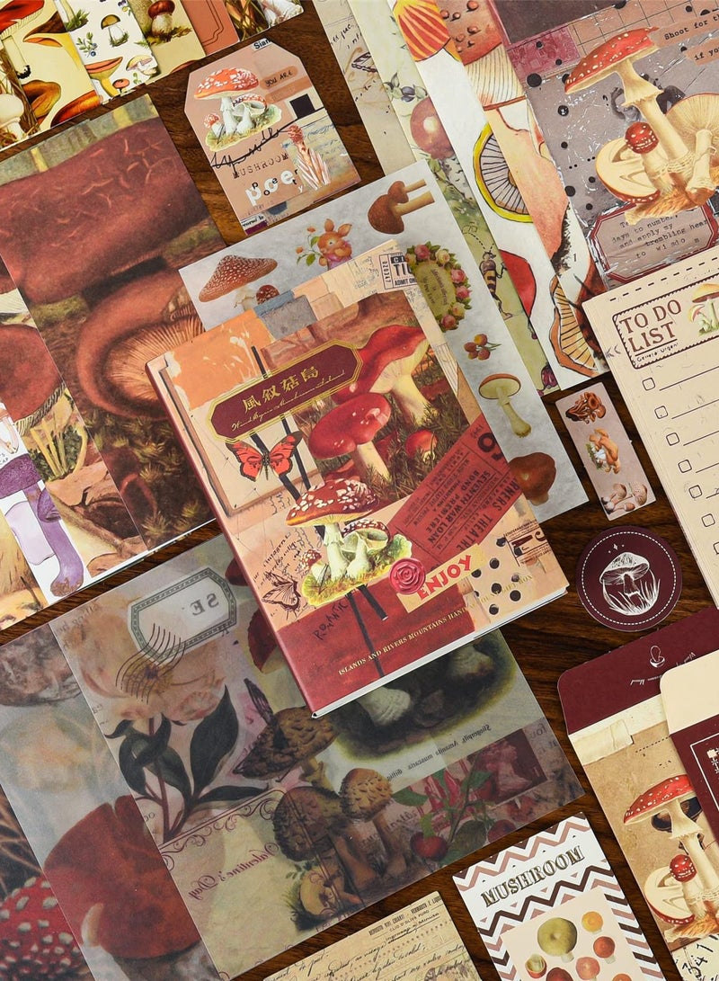 Aesthetic Scrapbook Kit, Bullet Junk Journal Kit with Journaling/Scrapbooking Supplies, Stationery, A6 Grid Notebook with Graph Ruled Pages DIY Scrapbook Gift for Teen Girl Kid (Mushroom Forest)  - Image 2