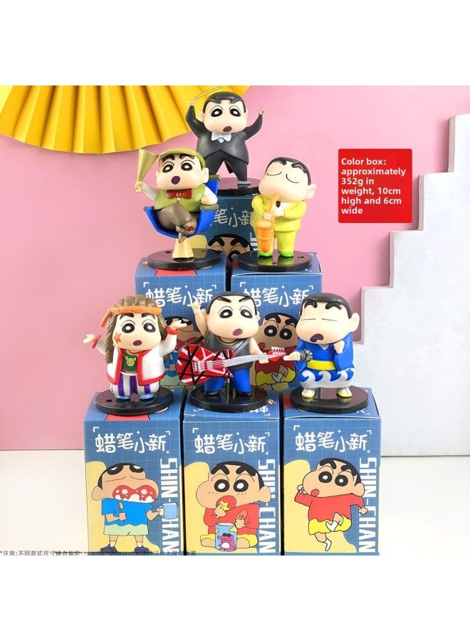 Baokemeng Hand-made Blind Box Pikachu Crayon Small Melody Kulomi Ruby Strawberry Bear Toy Ornaments-Color:Cross-dressing 2nd Generation Crayon Shin-chan-boxed (whole Set Price)  - Image 1