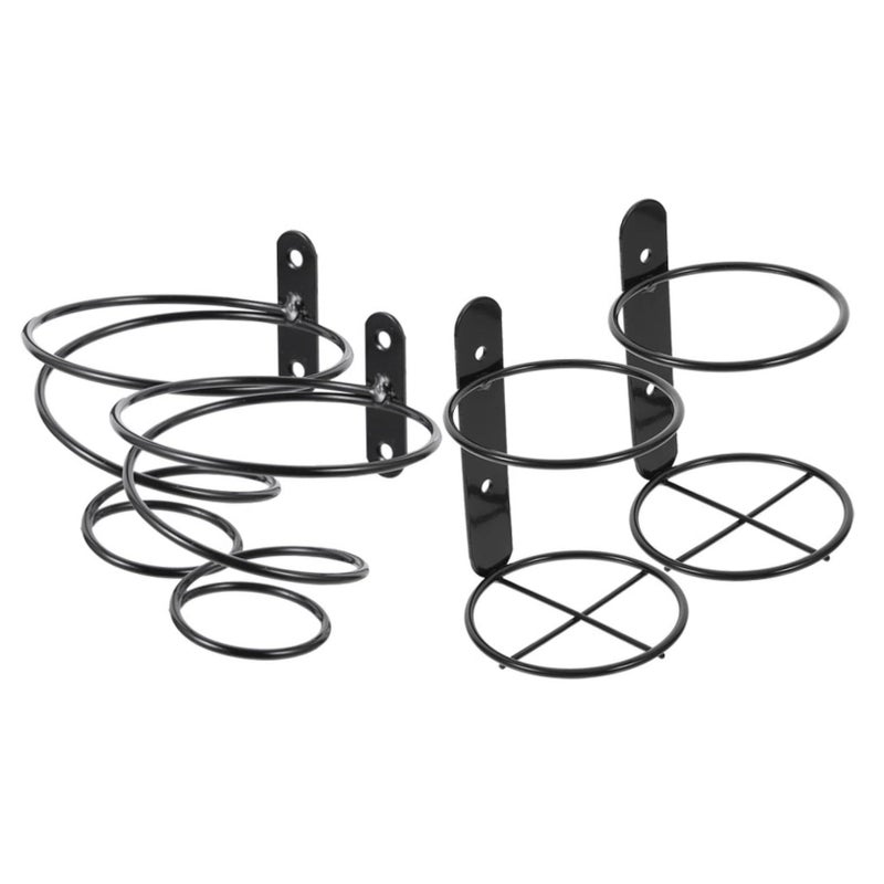 Black Iron Wall Mounted Wine Bottle Holder Rack Set Of 4 For Kitchen Home Display - Image 2