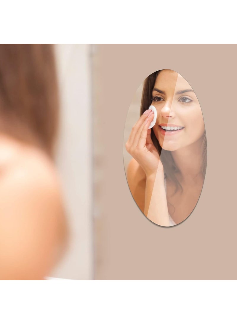 Bosoner - BOSONER Plastic Oval Shape Self Adhesive Mirror Sticker For Wall On Tiles Bathroom Bedroom Living Home House (Wall Mirror),White - Image 1