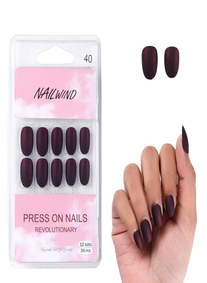 NAILWIND 24pcs Press on Nails | Matte Natural French Short False Nails | Acrylic Full Cover Nails | Natural Fake Nails Delicate & Comfortable for Women and Girls (V-40) - Image 2