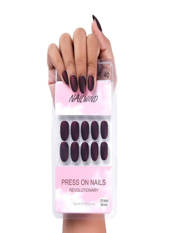 NAILWIND 24pcs Press on Nails | Matte Natural French Short False Nails | Acrylic Full Cover Nails | Natural Fake Nails Delicate & Comfortable for Women and Girls (V-40) - Image 1