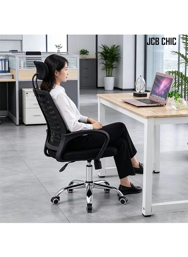 JCB CHIC Ergonomic Mesh Office Chair with Headrest, Adjustable Swivel Desk Chair Rolling Computer Chair for Home & Office - Image 1