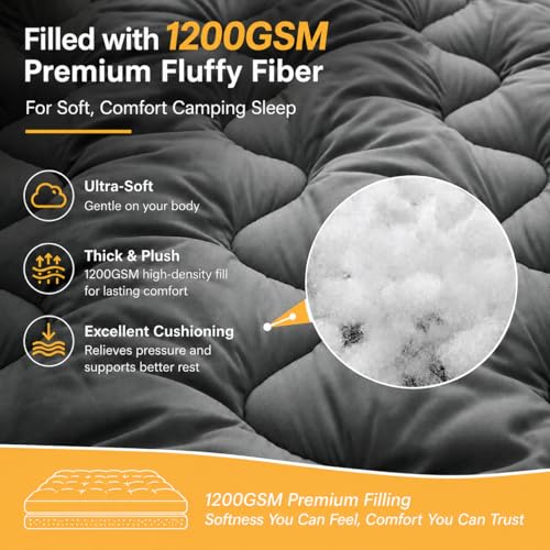 Jamdok Cot Mattress Topper for Camp CotRv BunkNarrow Twin Beds75X30Thickened Quilted PadLightweight Foldable Sleeping Mat for Traveling Hiking BackpackingPortableGray - Image 3