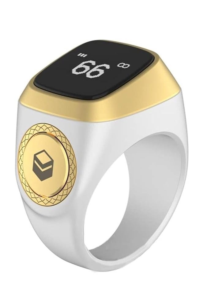 iQIBLA Smart Tasbih Zikr lite Ring, Muslim Prayer, Prayer timing reminder, OLED display Tasbih Counter, Smart Ring, Waterproof- White 20 mm - Image 1