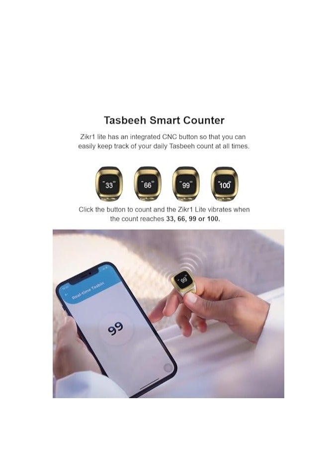 iQIBLA Smart Tasbih Zikr lite Ring, Muslim Prayer, Prayer timing reminder, OLED display Tasbih Counter, Smart Ring, Waterproof- White 20 mm - Image 3
