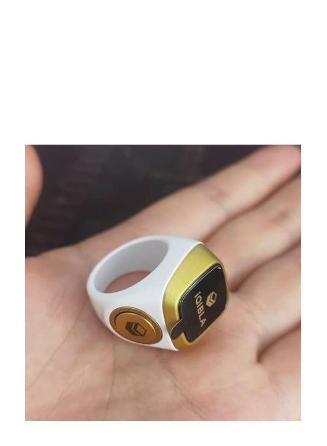 iQIBLA Smart Tasbih Zikr lite Ring, Muslim Prayer, Prayer timing reminder, OLED display Tasbih Counter, Smart Ring, Waterproof- White 20 mm - Image 2