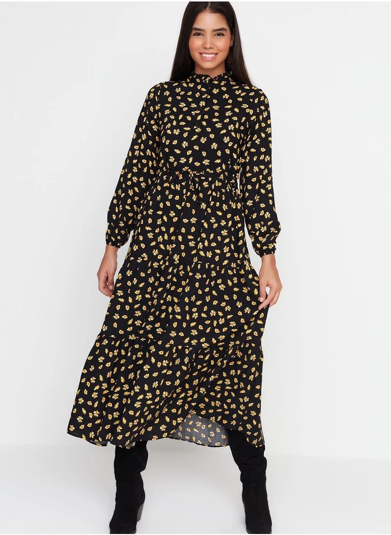 trendyol Floral Print Tie Detail Dress