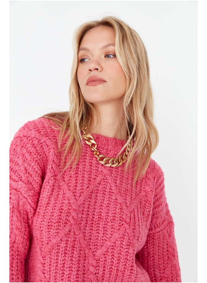 trendyol - Fuchsia Soft Textured Wide Fit Knitwear Sweater TWOAW23KZ01373 - Image 1