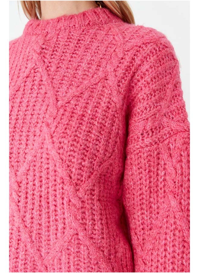 trendyol - Fuchsia Soft Textured Wide Fit Knitwear Sweater TWOAW23KZ01373 - Image 1