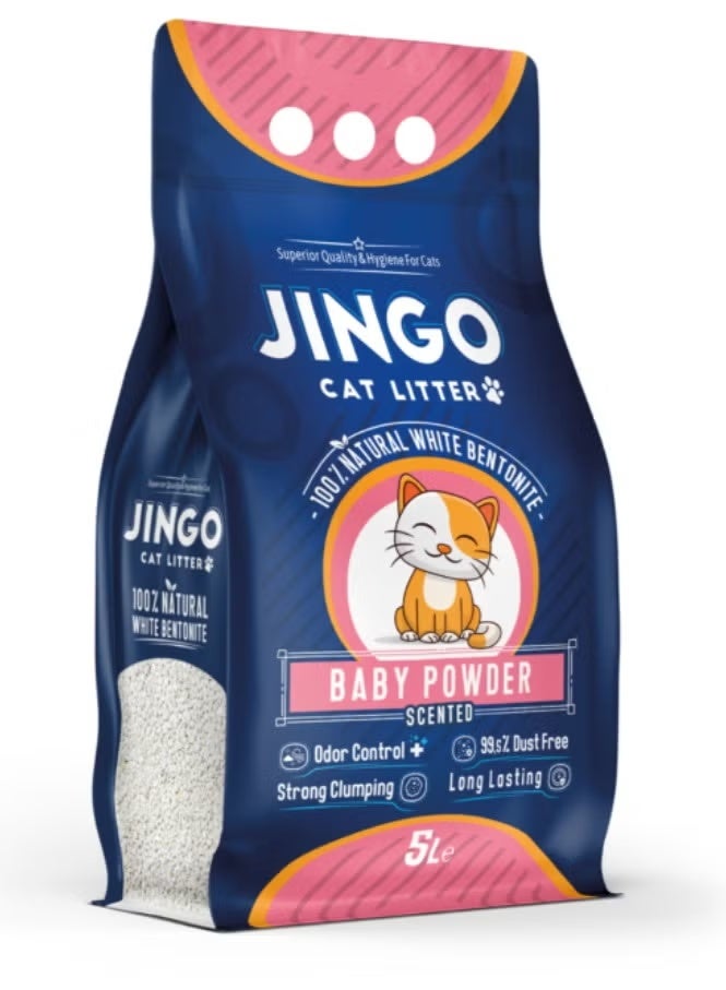 JINGO 5-liter cat litter with baby powder scent - Turkish made
