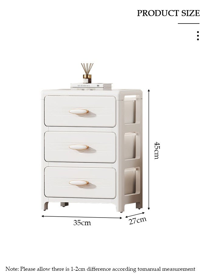 DUNISO خزانة تخزين بأدراج من 3 طبقات، صناديق بلاستيكية مع عجلات، وحدة أدراج ضيقة بعرض 35 سم، منظم تخزين متعدد الاستخدامات للمطبخ وغرفة النوم والحمام وغرفة المعيشة - Image 2