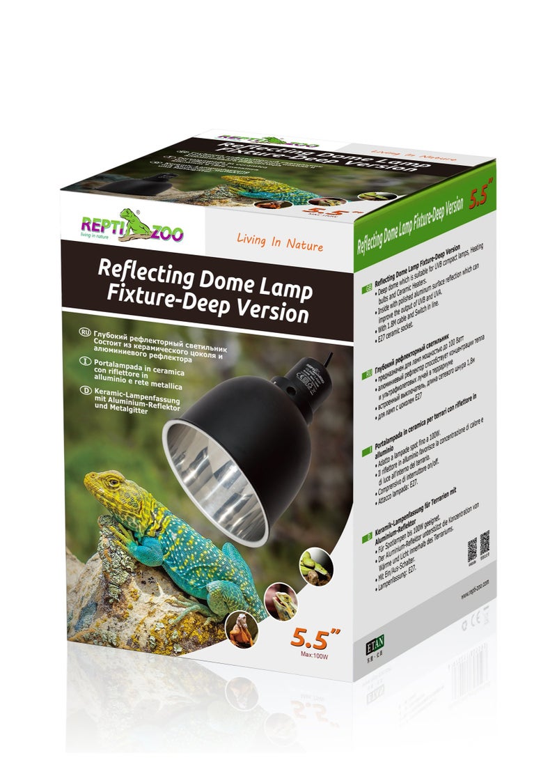 REPTIZOO REPTI ZOO 5.5 Inch Deep Dome Lamp Cap Lamp Fixture,Optical Reflection Cover for Reptile Glass Terrariums (RL04D)  - Image 5