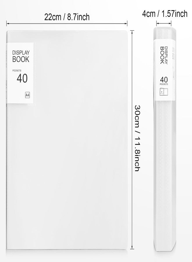 Marspark 6 Pcs Binder with Plastic Sleeves Large 8.5" x 11" Display Presentation Book 40 Pocket 80 Pages Art Portfolio Folder Clear Sheet Protector for Photo Document (White) - Image 2
