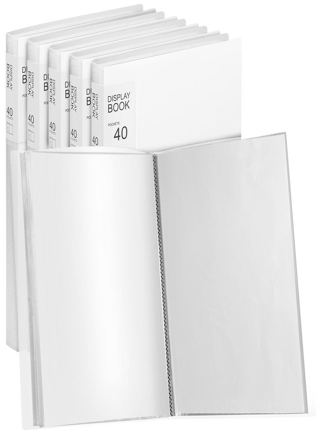 Marspark 6 Pcs Binder with Plastic Sleeves Large 8.5" x 11" Display Presentation Book 40 Pocket 80 Pages Art Portfolio Folder Clear Sheet Protector for Photo Document (White) - Image 1