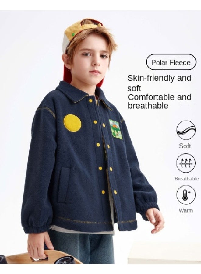 مكد سترة أولاد وبنات، طراز الخريف والشتاء، سترة كاجوال عصرية ورائعة بتصميم كارتوني وتطبيقات ملونة متباينة، متوفرة بمقاس 170 للأطفال - Image 1
