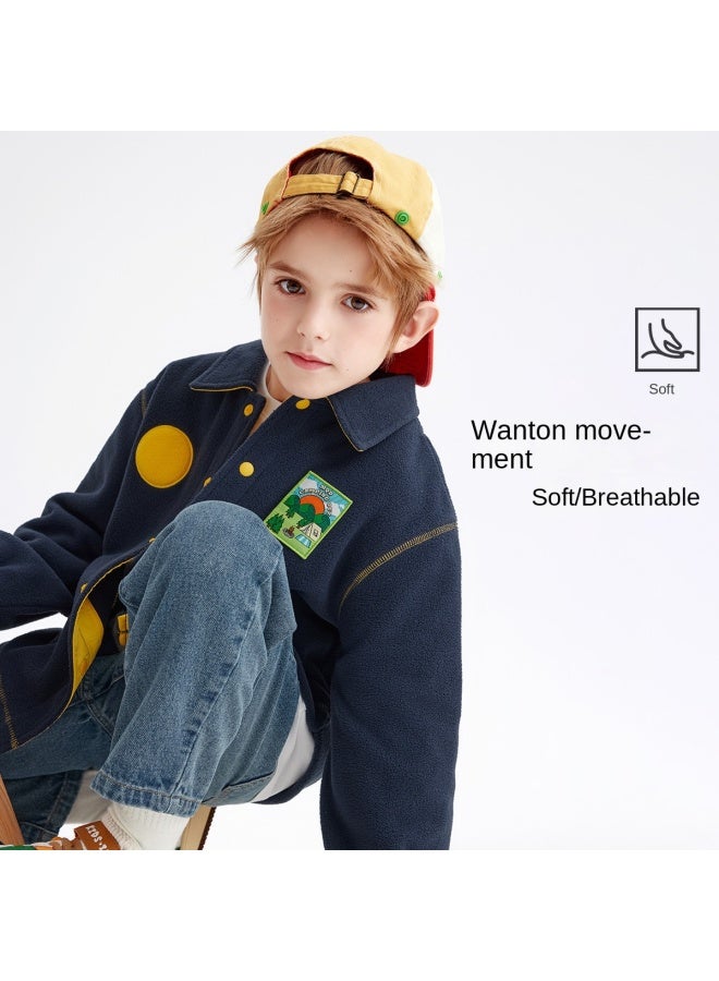 مكد سترة أولاد وبنات، طراز الخريف والشتاء، سترة كاجوال عصرية ورائعة بتصميم كارتوني وتطبيقات ملونة متباينة، متوفرة بمقاس 170 للأطفال - Image 3