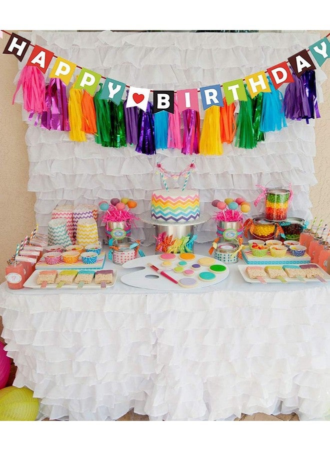 SYGA Rainbow Happy Birthday Banner with Star Designs Decorative Birthday Party Banner - Image 2