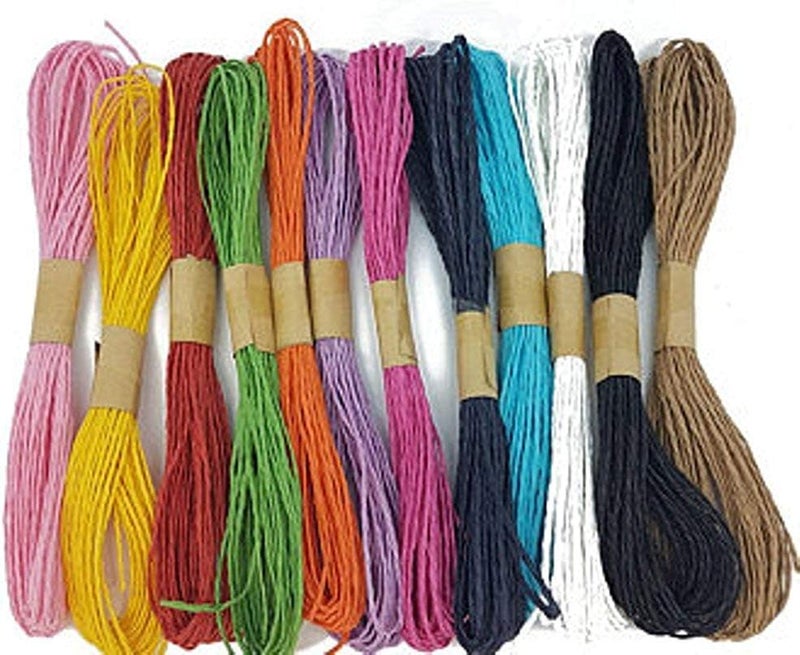 3A FEATURETAIL Multi-Coloured Twisted Paper Rope Threads (Raffia Rope) for DIY Art and Craft Projects and Decoration Set of 12 Pieces - Image 1