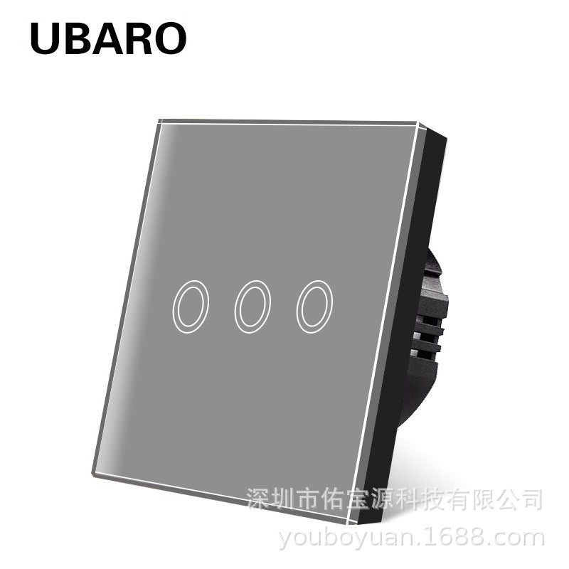 UBARO 86mm Tempered Glass Wall Switch Panel - Single-Wire Recessed Smart Touch  Switch