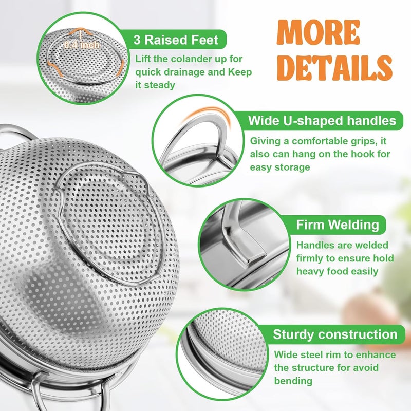 P&P CHEF 3QT Stainless Steel Colander - Image 4