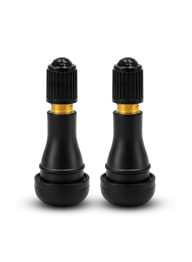 طقم صمامات إطارات بدون أنابيب TR414 (قطعتان) للسيارات والدراجات والشاحنات والسكوترات، بديل لعجلات السيارات والدراجات النارية، صمام إطار من مطاط EPDM والنحاس مع أغطية مانعة للغبار، ملحق صمام هواء إطار عالمي مقاوم للتسرب ودرجات الحرارة العالية - Image 1