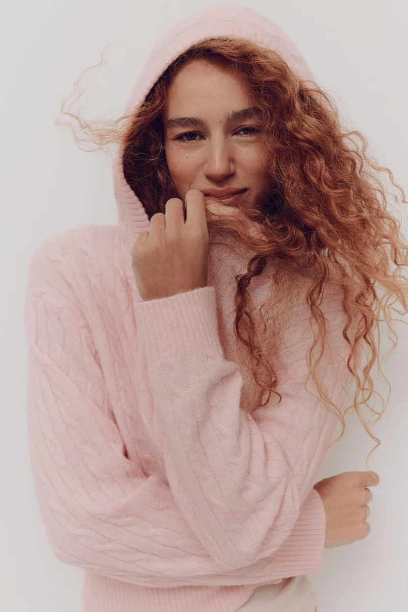 Cable-knit zip-through cardigan