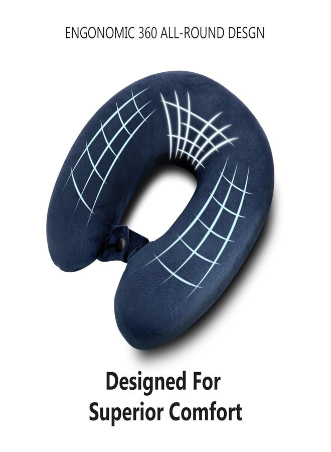 Trendifyr ™ Travel Neck Cushion Pillow with Extra Neck Support & Eye Mask | Super Soft Material with 5 Years Warranty | for Travel & Sleep in Flights, Train, Car (Blue with Eye Mask) - Image 2