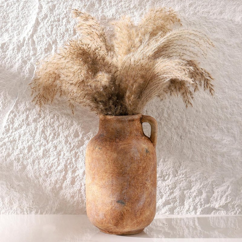 Vanselia Ceramic Flower Vase Home Decor - 9.7 Inch Large Table Flowers Vases Living Room Bedroom Plant Decorations Farmhouse Vintage for Kitchen Shelf Office Coffee Dining Desk House Women (Rust, 9.7") - Image 3