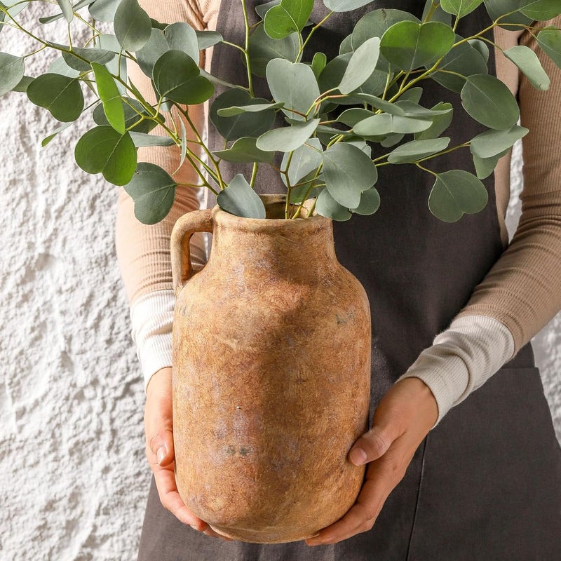 Vanselia Ceramic Flower Vase Home Decor - 9.7 Inch Large Table Flowers Vases Living Room Bedroom Plant Decorations Farmhouse Vintage for Kitchen Shelf Office Coffee Dining Desk House Women (Rust, 9.7") - Image 5