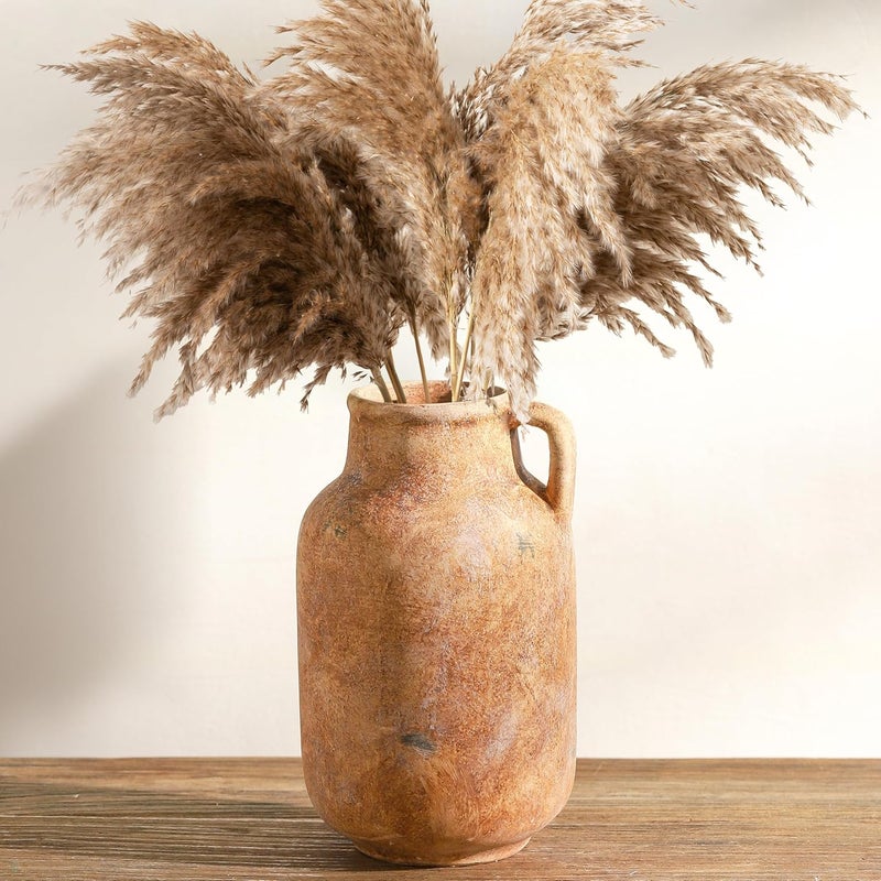 Vanselia Ceramic Flower Vase Home Decor - 9.7 Inch Large Table Flowers Vases Living Room Bedroom Plant Decorations Farmhouse Vintage for Kitchen Shelf Office Coffee Dining Desk House Women (Rust, 9.7") - Image 1