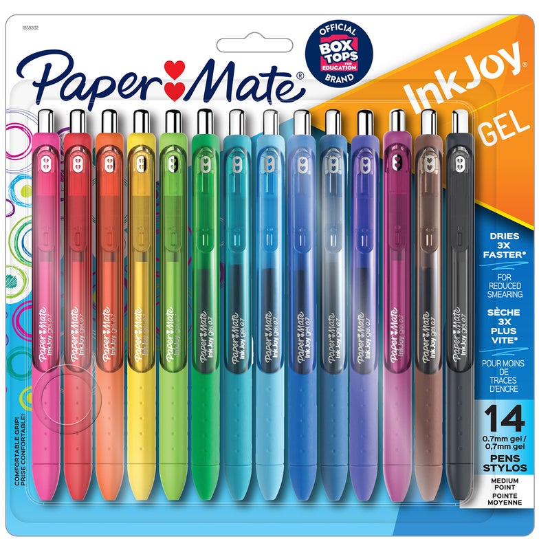 Paper Mate أقلام جيل إنك جوي من بيبر ميت، نقطة متوسطة، ألوان متنوعة، مجموعة من 14 - Image 1