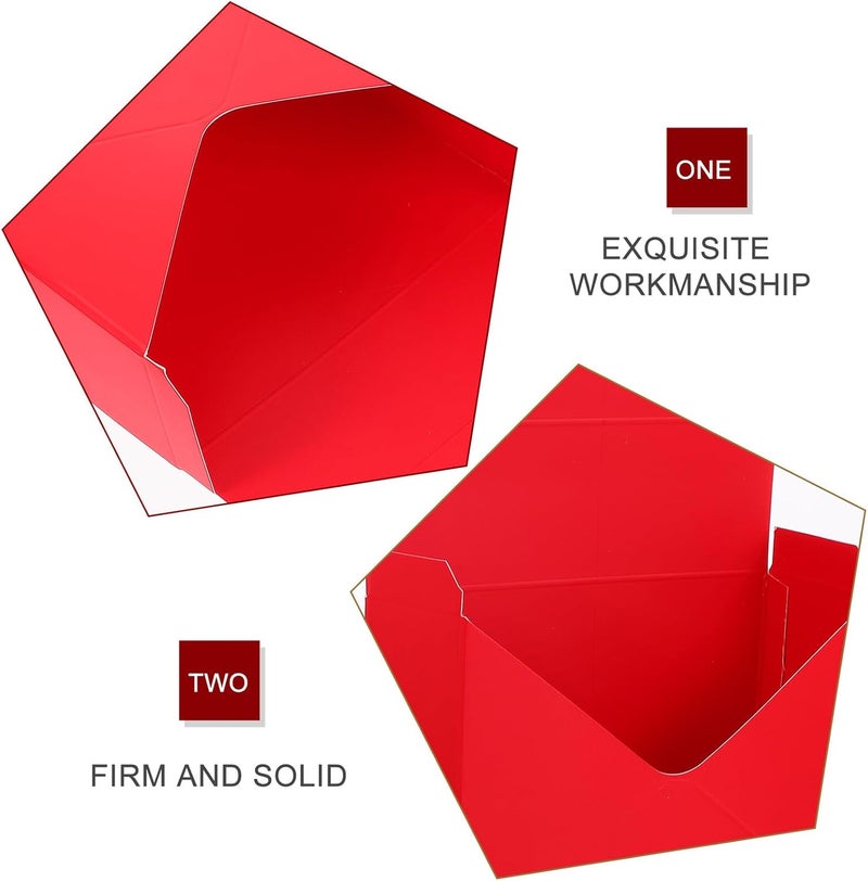 TEHAUX 2pcs Red Paperboard Bouquet Envelope Boxes Flower Wrapping Packaging Supplies for Florists and Presentation - Image 3