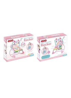 Gonice Infant to Toddler Recliner Rocker, With Soothing Vibration and Adjustable 3-points Harness, 0+ M - Pink/green  - Image 2