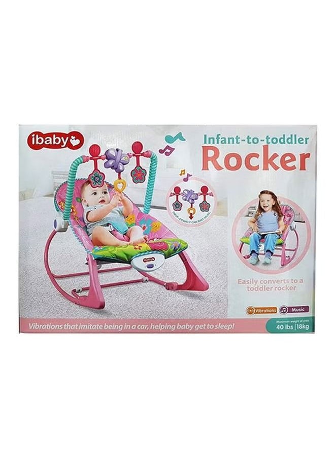 Gonice - Infant to Toddler Recliner Rocker, With Soothing Vibration and Adjustable 3-points Harness, 0+ M - Pink/green - Image 1