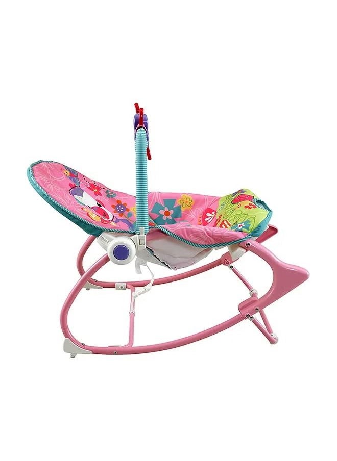 Gonice - Infant to Toddler Recliner Rocker, With Soothing Vibration and Adjustable 3-points Harness, 0+ M - Pink/green - Image 1