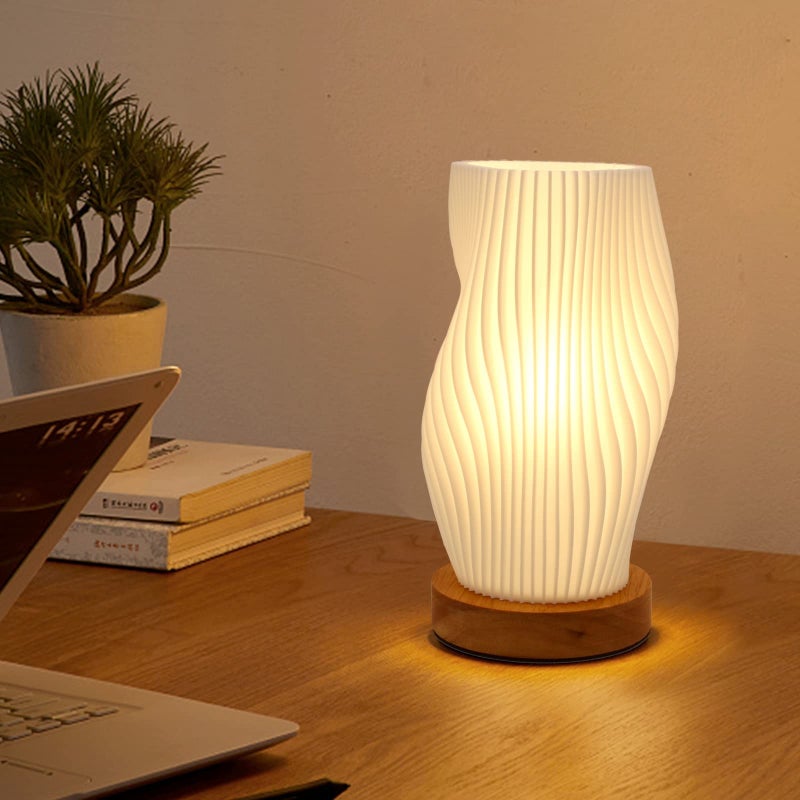 Zenply Novelty Small Table Lamp for Bedroom,Vintage Style Striped Small Night Light Lamp, Mini Bedside Lamp for Living Room Nightstand Small Space Kids Room Living Room Office Dorm (SM), Warm-SM - Image 4